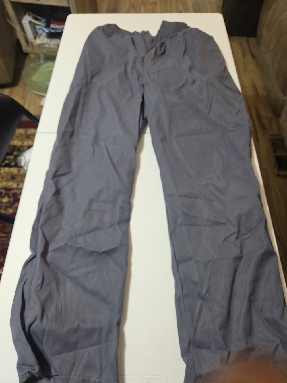 Gray Elastic-Waist Casual Pants